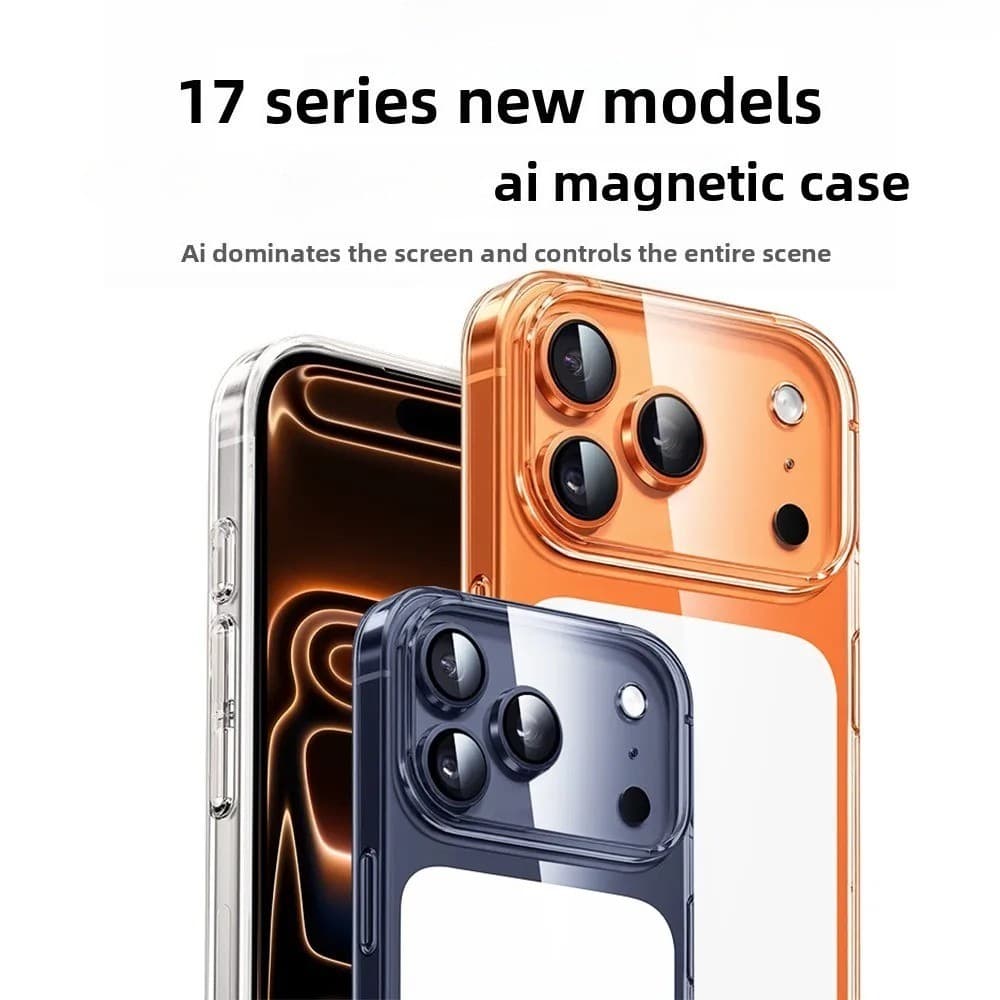 Ultra Slim โปร่งใส N52 เคสโทรศัพท์แม่เหล็กสําหรับ iPhone 17 Pro Max 17Pro ด้านข้างในตัวกล้อง Ai ปุ่มควบคุมปลอกกันกระแทกพร้อมโลโก้ Hard PC ฝาหลัง รูปที่ 3