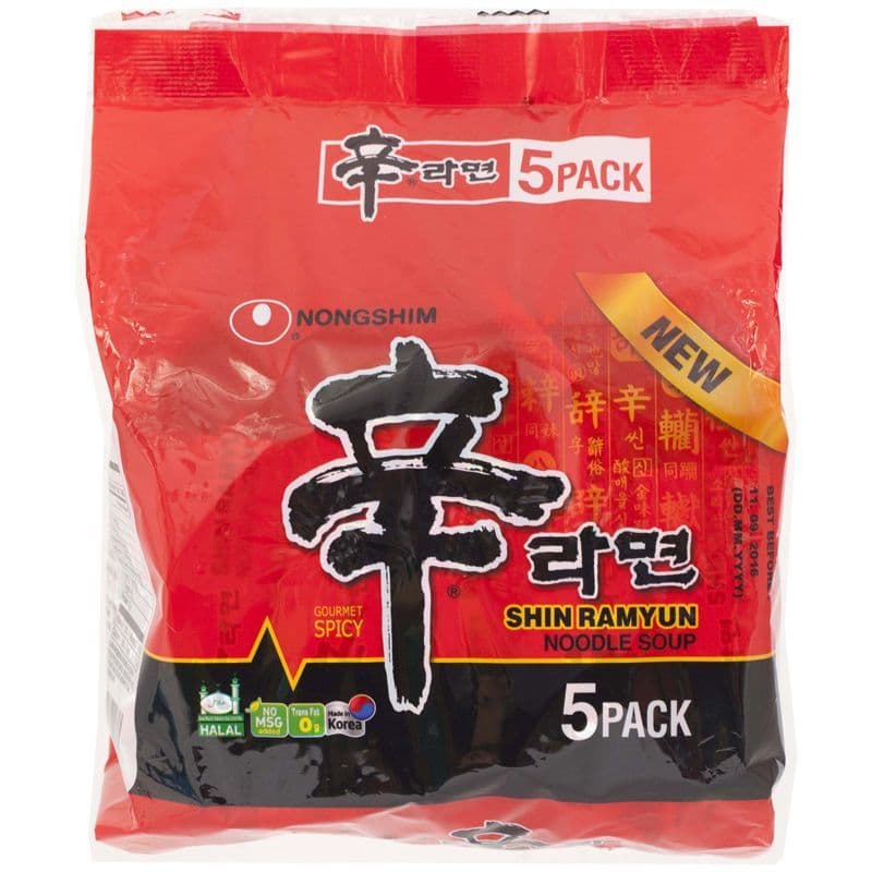 นงชิมบะหมี่รสเผ็ด 120กรัม แพค 5 Nong Shim Instant Noodle Spicy 120g. Pack 5 รูปที่ 1