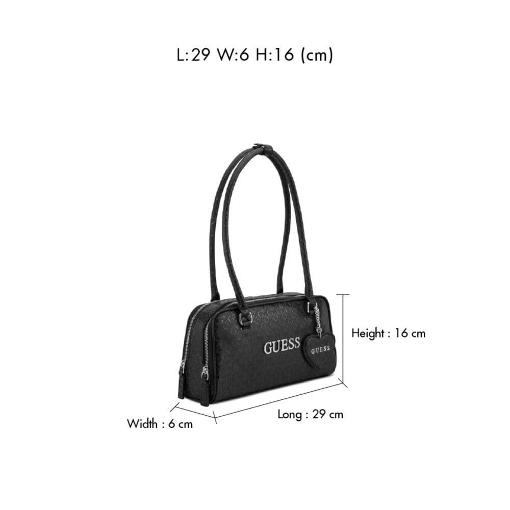 GUESS กระเป๋า รุ่น GA380709 CARLA SHOULDER SATCHEL สีดำ รูปที่ 5