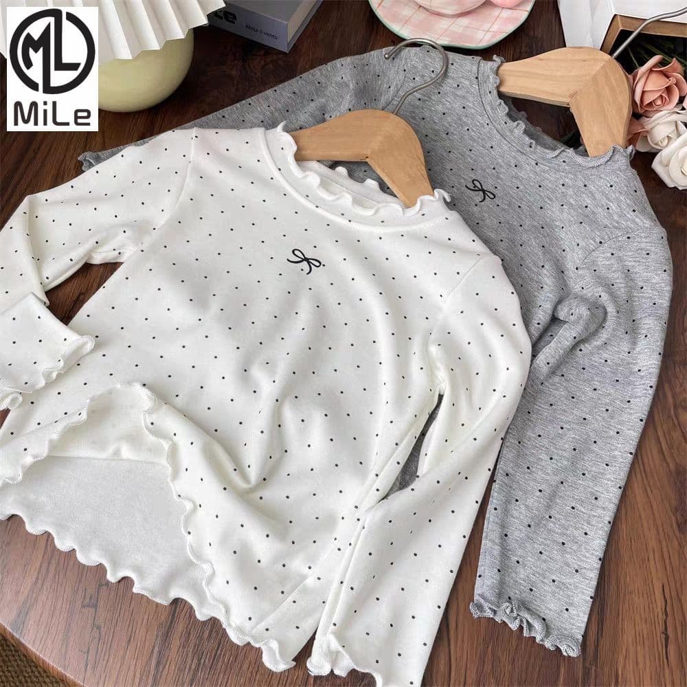 เสื้อยืดแขนยาวพอลกะ.Dot สำหรับเด็กผู้หญิง ขนาด 90-140 ซม. เหมาะสำหรับฤดูใบไม้ร่วง รูปที่ 1
