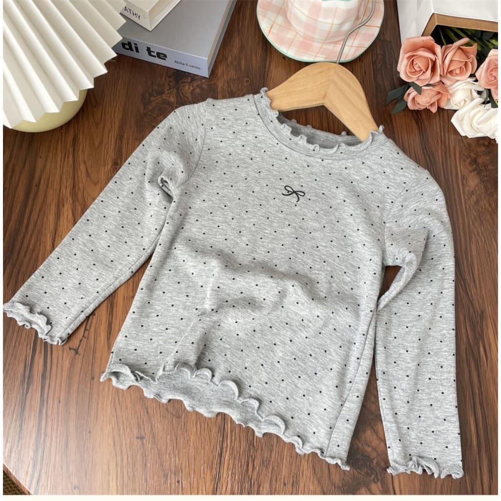 เสื้อยืดแขนยาวพอลกะ.Dot สำหรับเด็กผู้หญิง ขนาด 90-140 ซม. เหมาะสำหรับฤดูใบไม้ร่วง รูปที่ 8