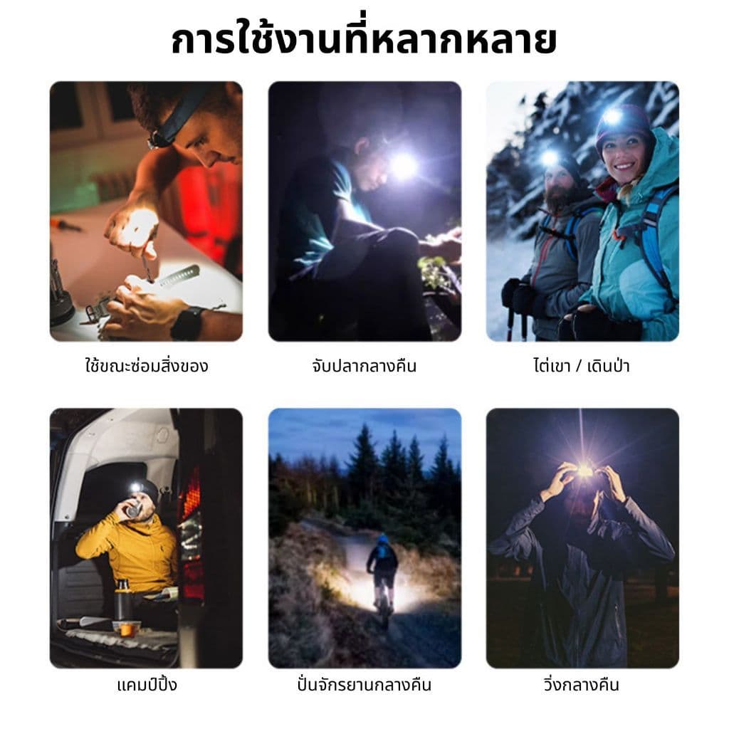 LY SHOP ไฟฉายคาดหัว ขนาดเล็ก รุ่น 5839 กระทัดรัด ไฟคาดศีรษะ ไฟ LED ชาร์จ Type-c ไฟแคมป์ปิ้ง เดินป่า flashlight sensor รูปที่ 5