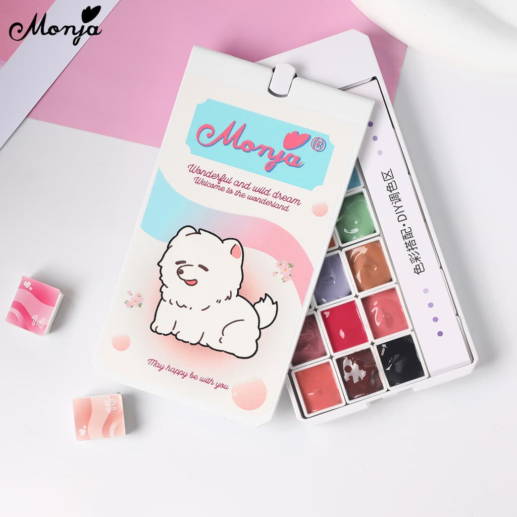 Monja Nail Art UV Gel Polish 18สี Palette กล่อง Pat Ombre สีไล่ระดับสีภาพวาดวาด เล็บออกแบบเครื่องมือ รูปที่ 6