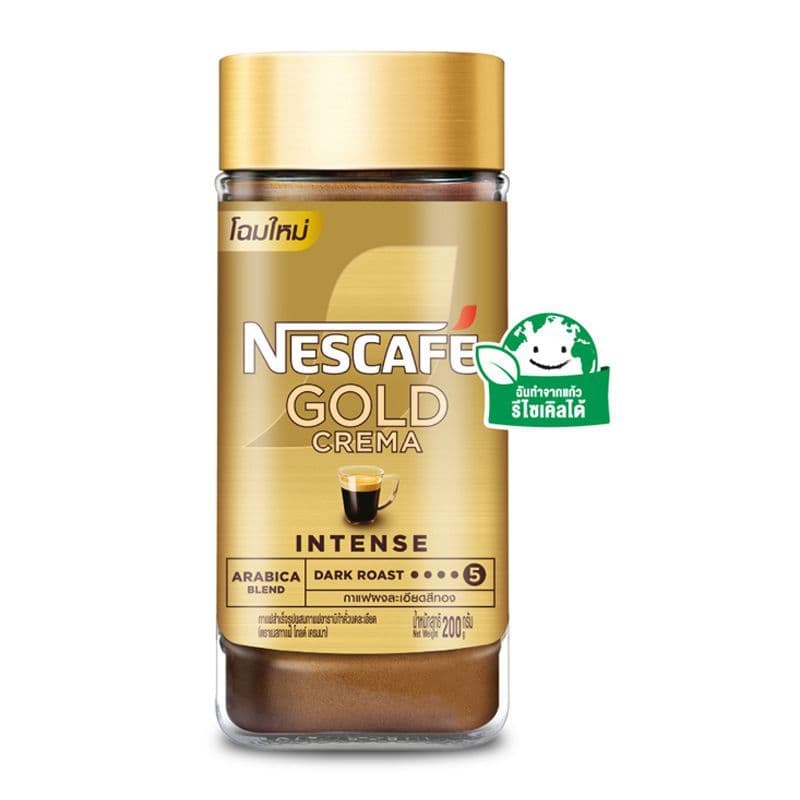 เนสกาแฟโกลด์เครมมากาแฟสำเร็จรูปผสมกาแฟคั่วบดละเอียดขวด 200ก Nescafe Gold Crema Jar 200g รูปที่ 1