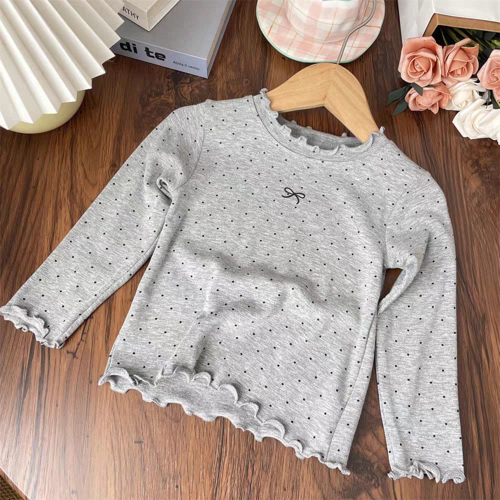 เสื้อยืดแขนยาวพอลกะ.Dot สำหรับเด็กผู้หญิง ขนาด 90-140 ซม. เหมาะสำหรับฤดูใบไม้ร่วง รูปที่ 4