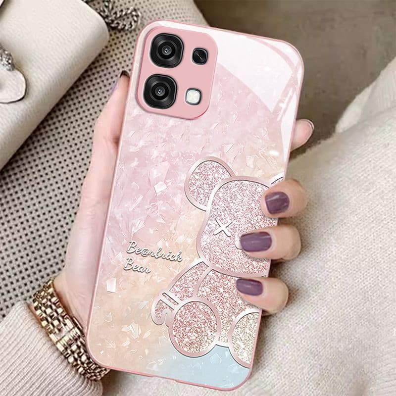 เคส OPPO A6 A5 Pro 5G ลายหมีน่ารักประกายชิมเมอร์ กันกระแทก พร้อมฝาปิดเลนส์กล้อง ป้องกันเลนส์ ขอบซิลิโคนอ่อนนุ่ม เคสมือถือหรูแบบกระจกน้ำ สำหรับสาวๆ และผู้หญิง รูปที่ 1