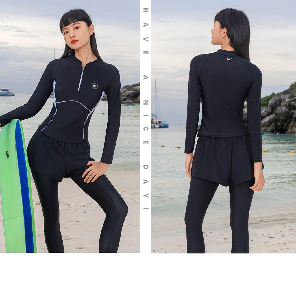 ชุดว่ายน้ํา 361 องศา Rushguard UPF50+ ชุดว่ายน้ํามืออาชีพสองชิ้น Beachwwear รูปที่ 3