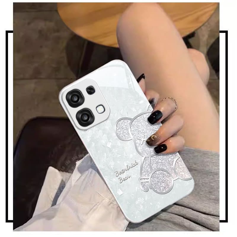 เคส OPPO A6 A5 Pro 5G ลายหมีน่ารักประกายชิมเมอร์ กันกระแทก พร้อมฝาปิดเลนส์กล้อง ป้องกันเลนส์ ขอบซิลิโคนอ่อนนุ่ม เคสมือถือหรูแบบกระจกน้ำ สำหรับสาวๆ และผู้หญิง รูปที่ 4