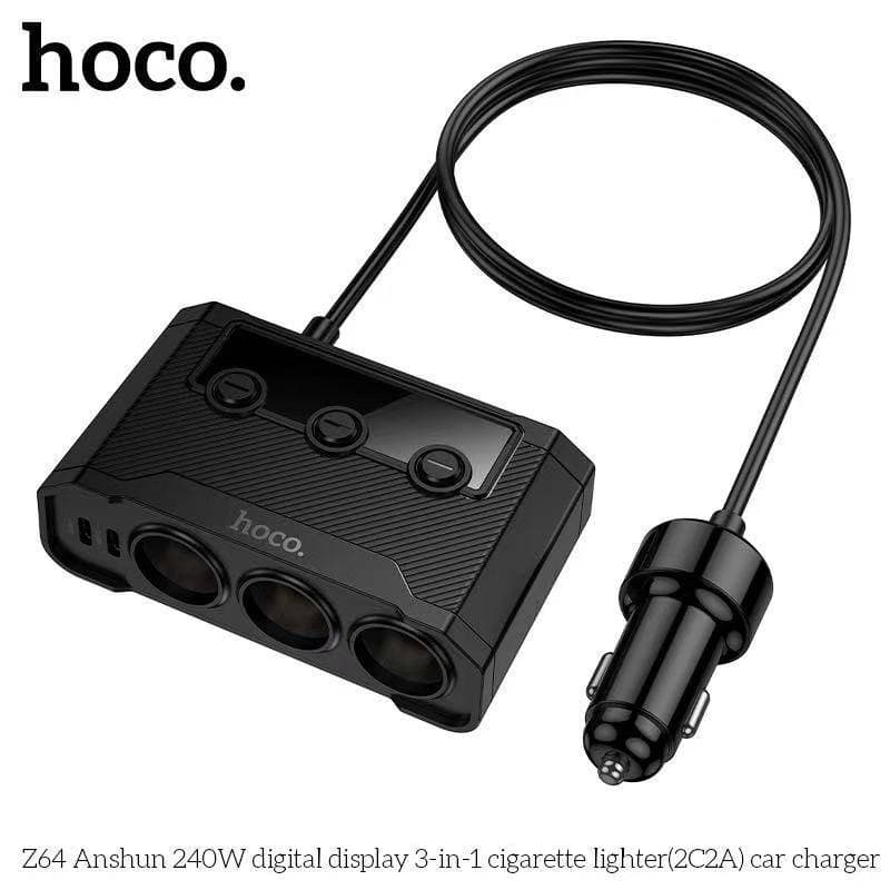 HOCO Z64 หัวชาร์จในรถ 240W พร้อมหน้าจอดิจิทัล 3 ช่องจุด + 4 ช่องชาร์จ car charger hc4 รูปที่ 2