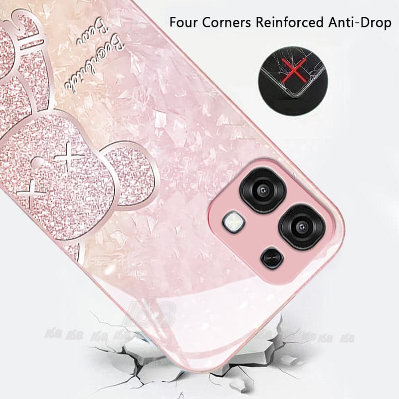 เคส OPPO A6 A5 Pro 5G ลายหมีน่ารักประกายชิมเมอร์ กันกระแทก พร้อมฝาปิดเลนส์กล้อง ป้องกันเลนส์ ขอบซิลิโคนอ่อนนุ่ม เคสมือถือหรูแบบกระจกน้ำ สำหรับสาวๆ และผู้หญิง รูปที่ 7