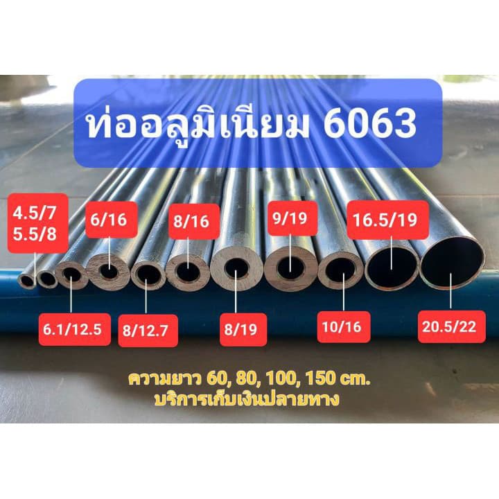 ท่ออลูมิเนียม 6063 ไร้ตะเข็บ รูใน 8 มิล โตนอก 12 มิล 16 มิล ยาว 80ซม. อลูมิเนียมกลม อลูมิเนียมแท่ง ท่อมิเนียม รูปที่ 1