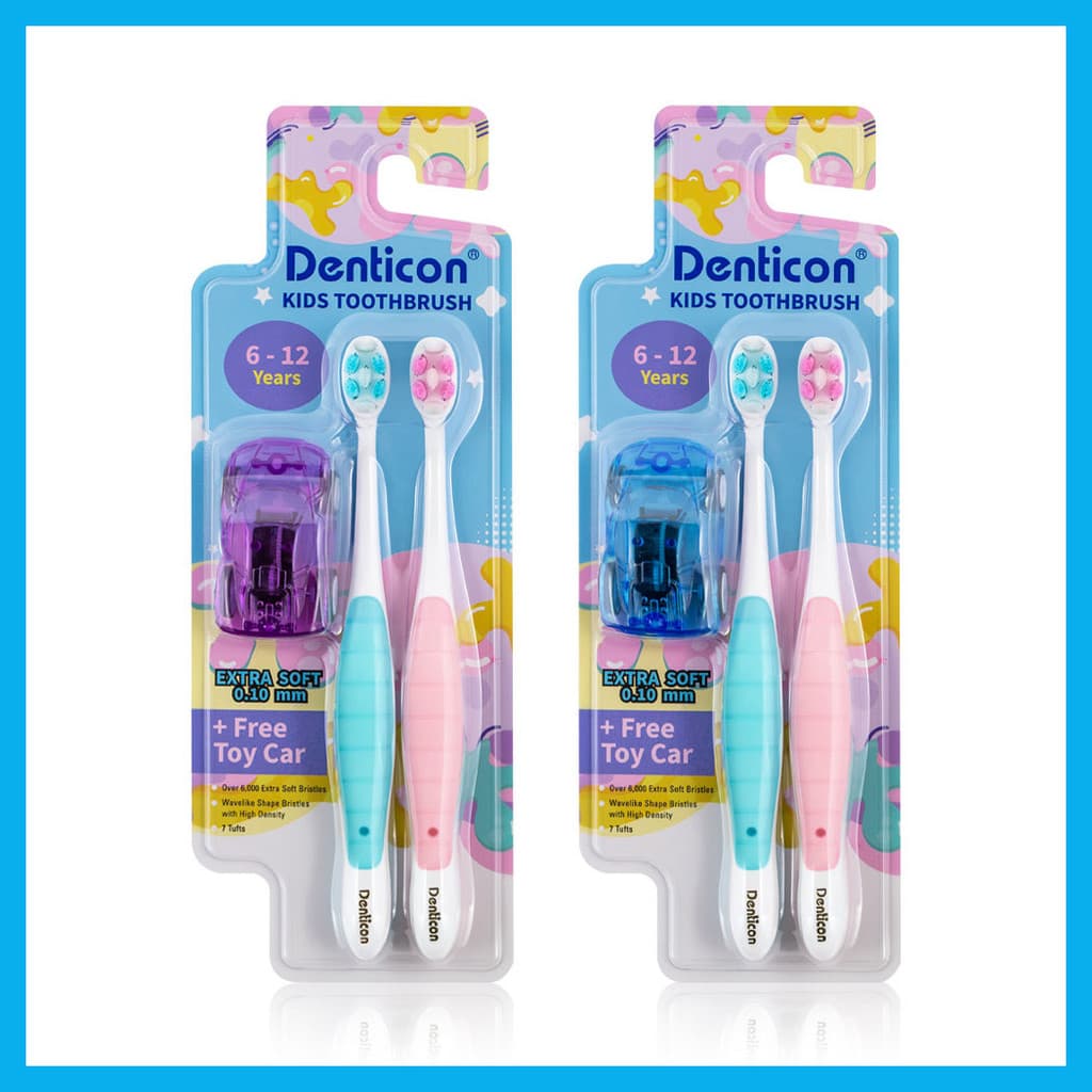 Denticon Kids Toothbrush 6-12yrs 2pcs เดนติคอน แปรงสีฟันสำหรับเด็กอายุ 6-12 ปี. รูปที่ 4