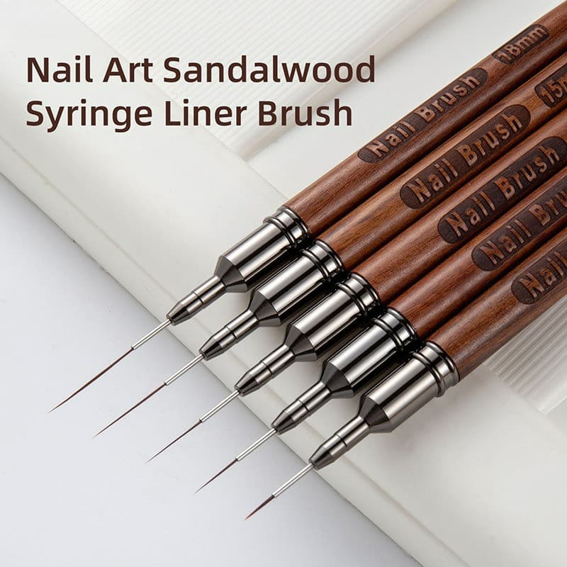 ก้านไม้จันทน์ แปรงปากกาเพ้นท์เล็บ Nail Liner Brush 6/9/12/15/18 มม. DIY รูปที่ 2