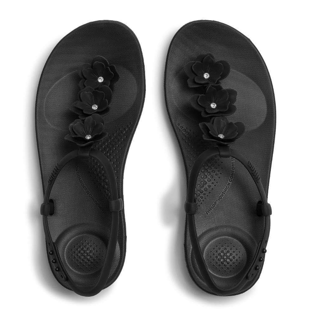 FITFLOP IQUSHION SPLASH FLOWER T-BAR รองเท้าแตะผู้หญิง รุ่น A6U-001 สี BLACK รูปที่ 3