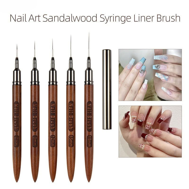 ก้านไม้จันทน์ แปรงปากกาเพ้นท์เล็บ Nail Liner Brush 6/9/12/15/18 มม. DIY รูปที่ 7