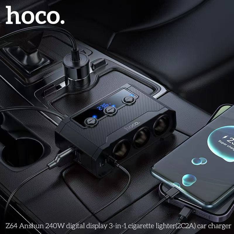 HOCO Z64 หัวชาร์จในรถ 240W พร้อมหน้าจอดิจิทัล 3 ช่องจุด + 4 ช่องชาร์จ car charger hc4 รูปที่ 7