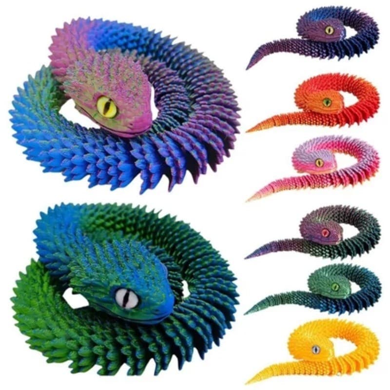 3D พิมพ์งูหลายสีสัตว์ PLA ของเล่น 22 ซม.หมุนได้สนุกและตลกจําลองงูตกแต่งบ้านฮาโลวีน รูปที่ 5