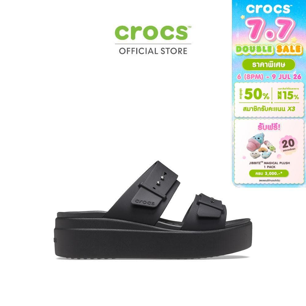 CROCS รองเท้าแตะผู้หญิง BROOKLYN BUCKLE LOW WEDGE รุ่น 207431001 - BLACK รูปที่ 1