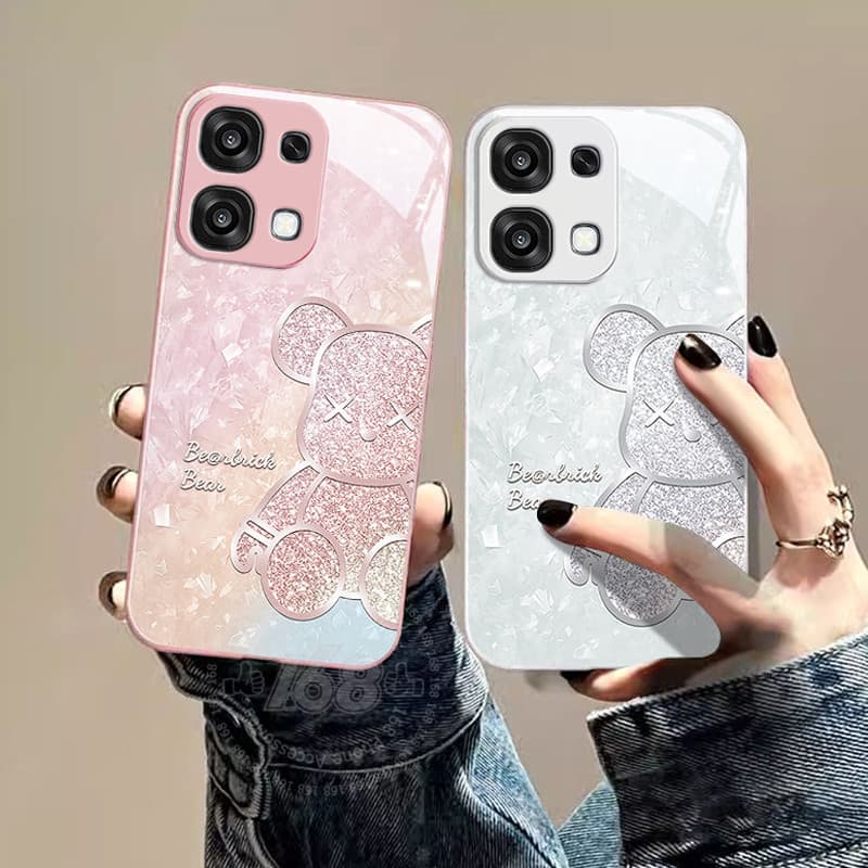 เคส OPPO A6 A5 Pro 5G ลายหมีน่ารักประกายชิมเมอร์ กันกระแทก พร้อมฝาปิดเลนส์กล้อง ป้องกันเลนส์ ขอบซิลิโคนอ่อนนุ่ม เคสมือถือหรูแบบกระจกน้ำ สำหรับสาวๆ และผู้หญิง รูปที่ 2