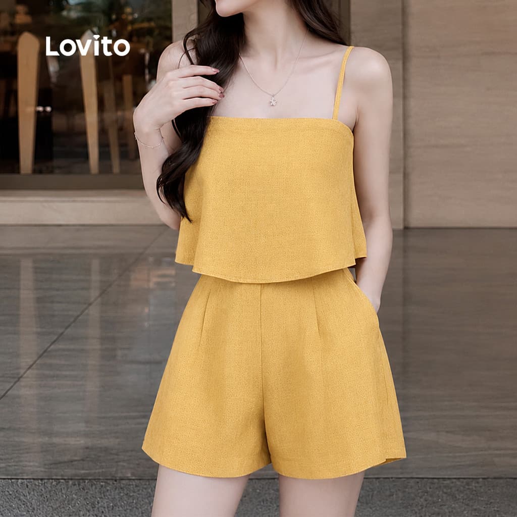 Lovito แคชชวล ชุดจัมพ์สูทสายซิปสั้นสำหรับผู้หญิง ช่วงฤดูใบไม้ผลิ/ร้อน L143ED475 รูปที่ 2