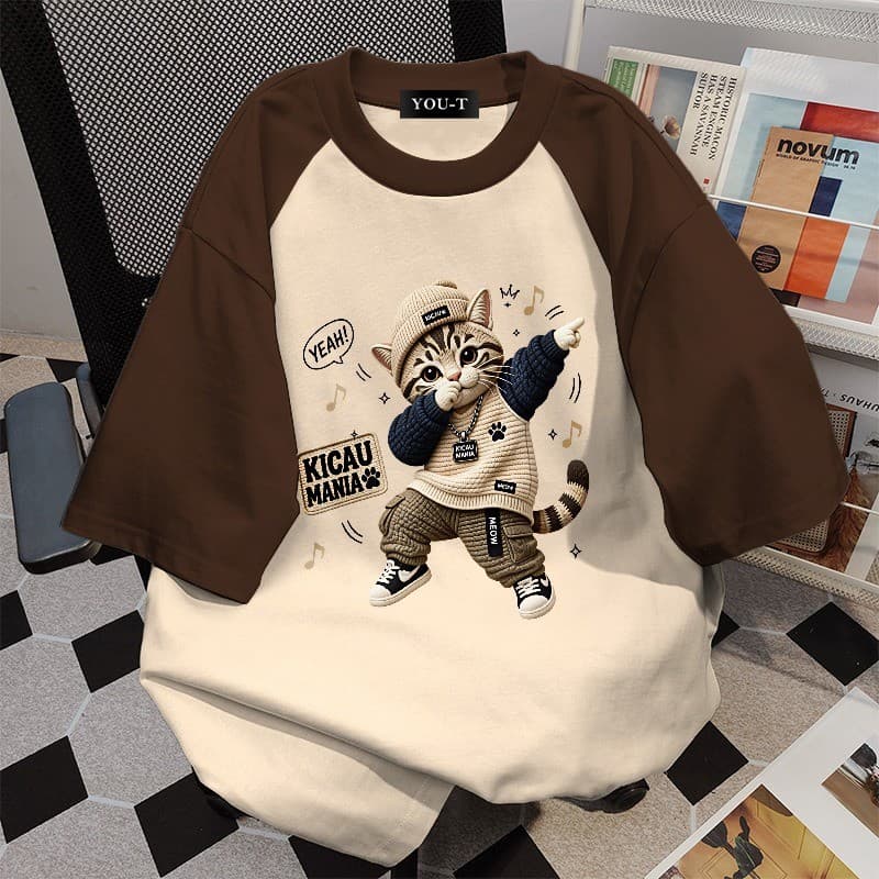 T42.SHOPเสื้อแฟชั่น เสื้อยืด oversize ผ้าฝ้าย100% ไม่ต้องรีดผ้า สวมใส่สบาย ผ้านิ่ม ลาย "KICAU CAT04" รูปที่ 7