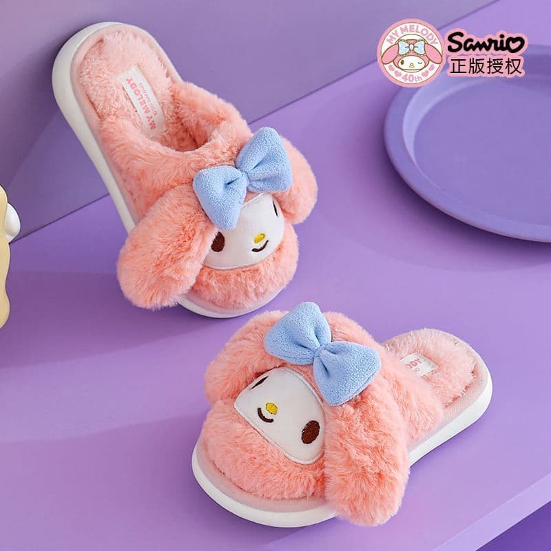 รองเท้าแตะanimeฤดูหนาว Kuromi Warm Plush และ My Melody จากSanrio ออกแบบน่ารักสำหรับเด็ก พร้อมให้เป็นของขวัญในหลากหลายไซส์ 26-41 รูปที่ 5