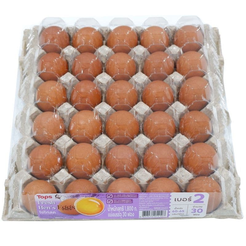 ท็อปส์ไข่ไก่สดปลอดสารเบอร์2 แพค 30ฟอง Tops Fresh Hen Eggs No.2 Pack 30pcs. รูปที่ 3