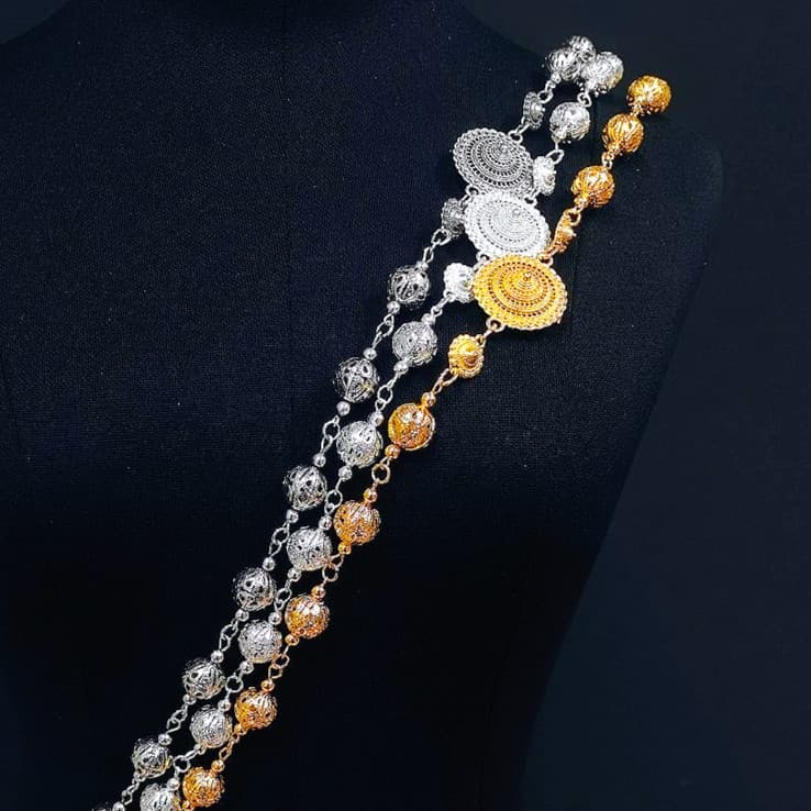 Vintage Jewelry สร้อย สังวาลย์ สีเงิน ชุดไทย สร้อยคอแฟชั่น ผู้ใหญ่ รูปที่ 1