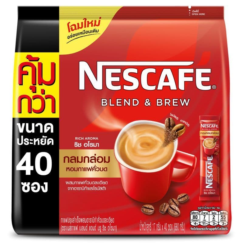 เนสกาแฟเบลนด์แอนด์บรูริชอโรมากาแฟปรุงสำเร็จชนิดผง 16ก แพค 40ซอง Nescafe B&B Rich Aroma 16X40 รูปที่ 2