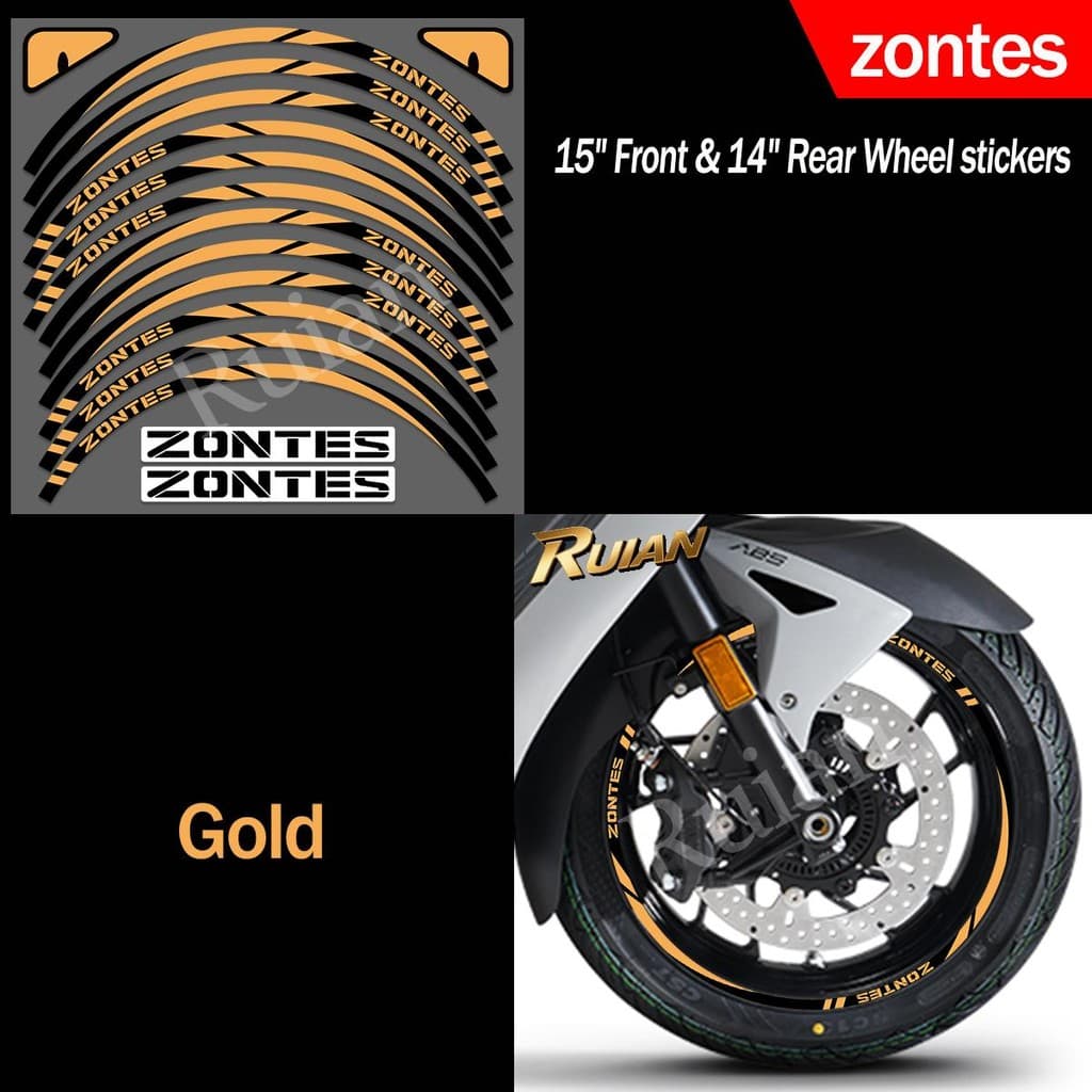 สําหรับ ZONTES 368E 368D 368M 368K 350E 350M 350D 350E สีม่วงขอบล้อสติกเกอร์สะท้อนแสงอุปกรณ์เสริมกันน้ํา Decal รูปที่ 2