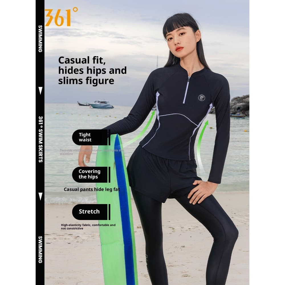 ชุดว่ายน้ํา 361 องศา Rushguard UPF50+ ชุดว่ายน้ํามืออาชีพสองชิ้น Beachwwear รูปที่ 2