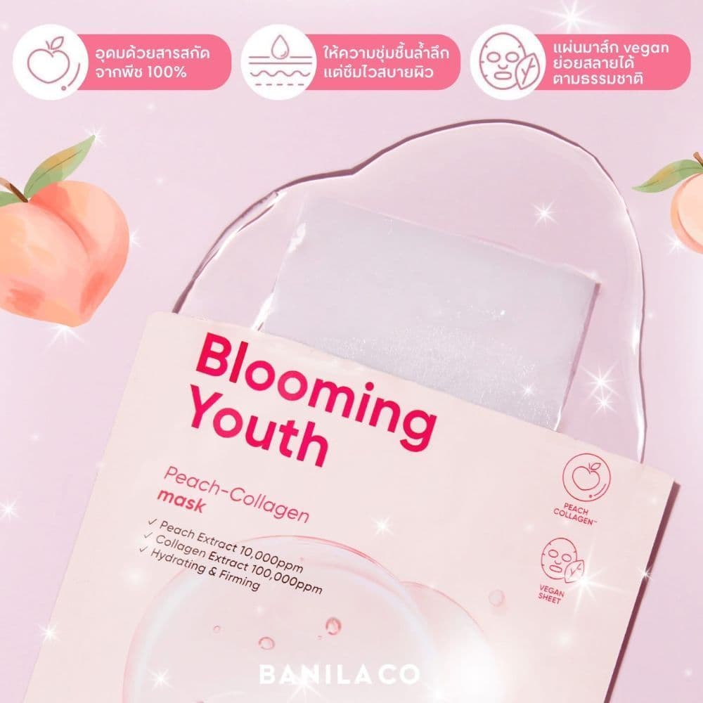 BANILA CO Blooming Youth Peach-Collagen Mask 20G บลูมมิ่ง ยูธ พีช คอลลาเจน มาร์ก 20G รูปที่ 3