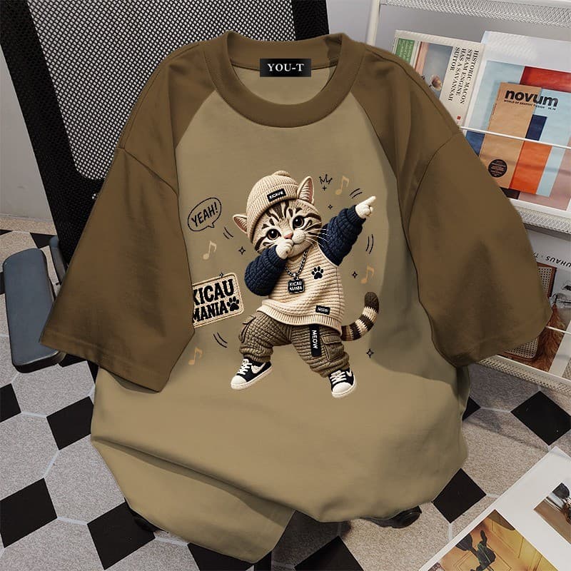 T42.SHOPเสื้อแฟชั่น เสื้อยืด oversize ผ้าฝ้าย100% ไม่ต้องรีดผ้า สวมใส่สบาย ผ้านิ่ม ลาย "KICAU CAT04" รูปที่ 8