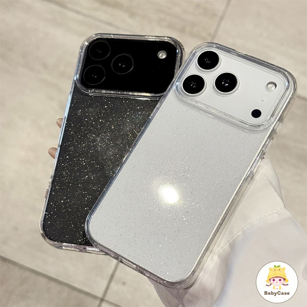 เคสไอโฟน 17 สำหรับ IPhone 16 14 11 13 12 15 Pro Max 16 7 15 8 Plus XR X XS Max ปกแป้งแวววาวเรียบง่ายน่ารักที่สร้างสรรค์ รูปที่ 1