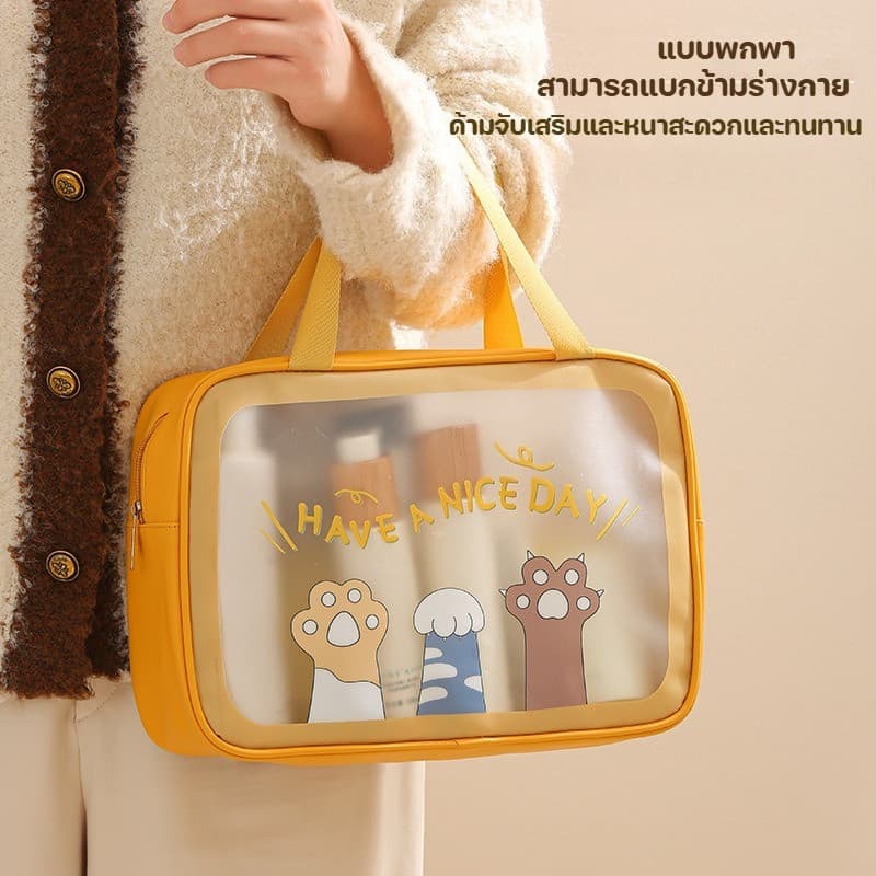 กระเป๋าห้องน้ำ กระเป๋าเครื่องสำอาง กระเป๋าเก็บของ โปร่งใส ความจุขนาดใหญ่ สไตล์สะดวก พกพาได้ การเดินทางเพื่อธุรกิจ รูปที่ 4