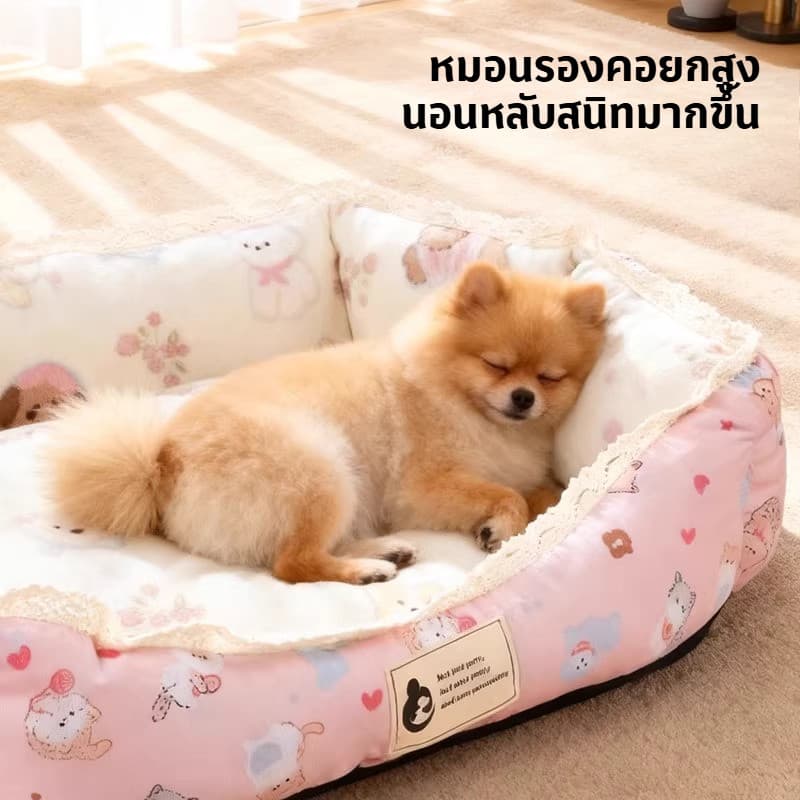 เบาะนอนแมว เตียงแมว ที่นอนสัตว์เลี้ยง พื้นที่ขนาดใหญ่ นุ่มสบาย นุ่มน่ารัก ลวดลายการ์ตูน รูปที่ 4