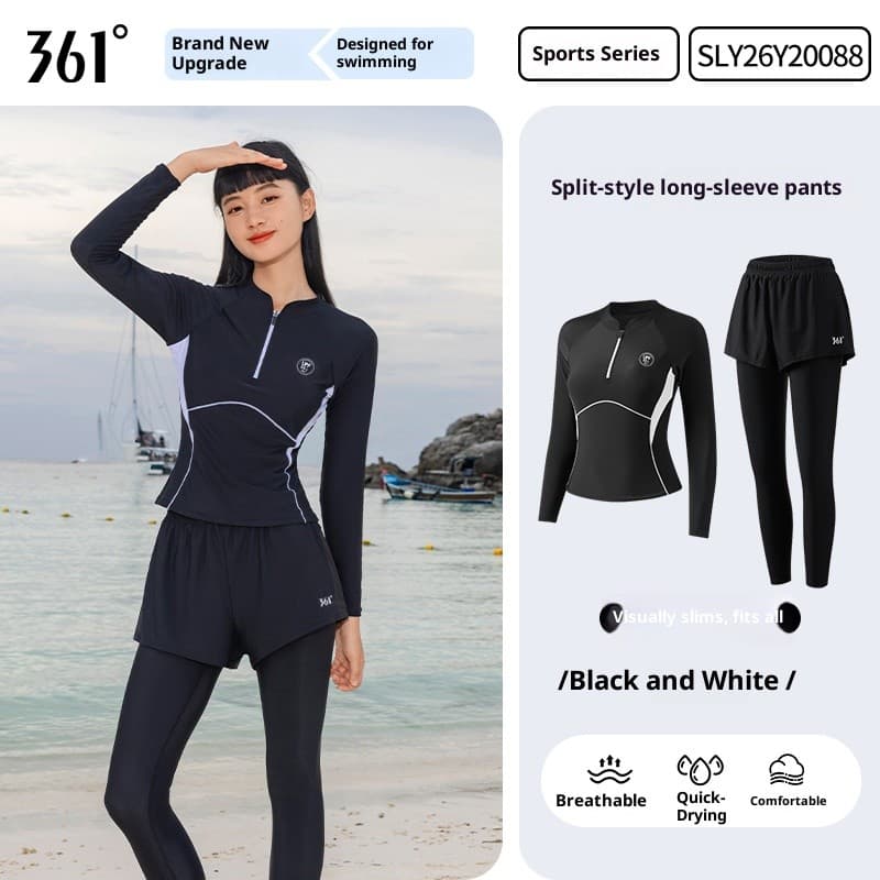 ชุดว่ายน้ํา 361 องศา Rushguard UPF50+ ชุดว่ายน้ํามืออาชีพสองชิ้น Beachwwear รูปที่ 4