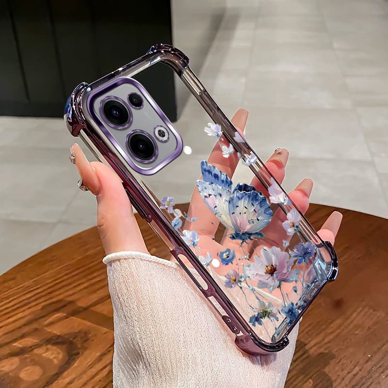 เหมาะสําหรับ OPPO A6S A6T A6X A6 Pro 4G 5G Electroplated กันกระแทกเคสโทรศัพท์ผีเสื้อสําหรับสาว TPU นุ่มแขนป้องกัน XLSHD รูปที่ 4