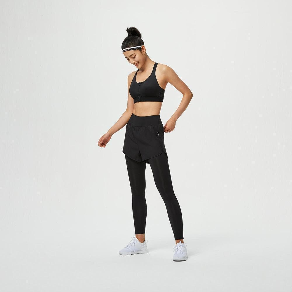 Decathlon Fitness 2-In-1 Leggings / Shorts กางเกงเลกกิ้ง / กางเกงขาสั้นแบบ 2-In-1 สำหรับใส่ออกกำลังกาย - Black รูปที่ 4