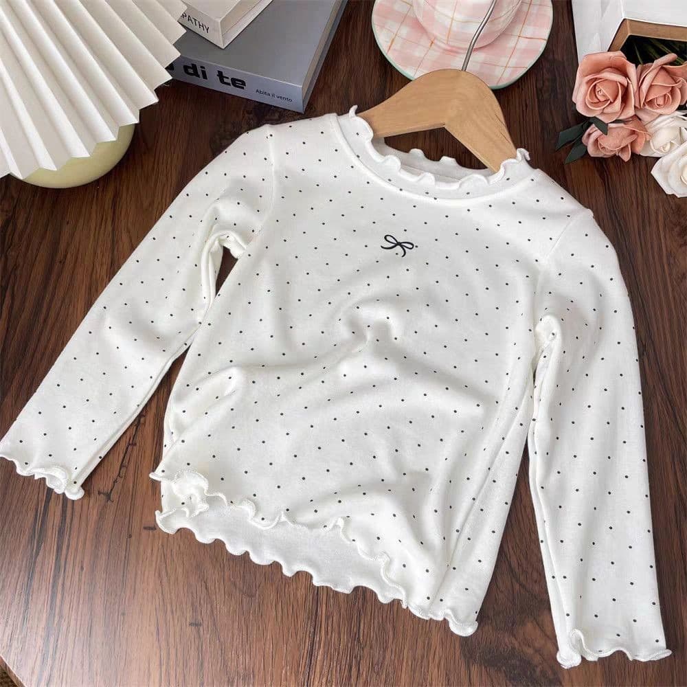 เสื้อยืดแขนยาวพอลกะ.Dot สำหรับเด็กผู้หญิง ขนาด 90-140 ซม. เหมาะสำหรับฤดูใบไม้ร่วง รูปที่ 3