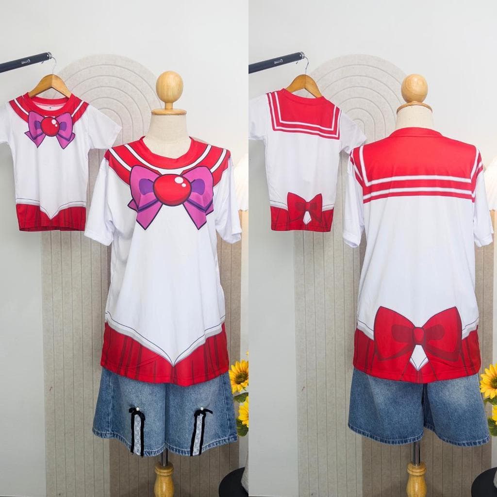 เสื้อผ้ายืด แฟชั่นผู้หญิง คอสเพลย์ ลายนักเรียนญี่ปุ่น อนิเมะ 5 สาวตัวแทนดังจันทร์ เซลามูน เซล่า ผ้าไมโครใส่สบาย รูปที่ 4
