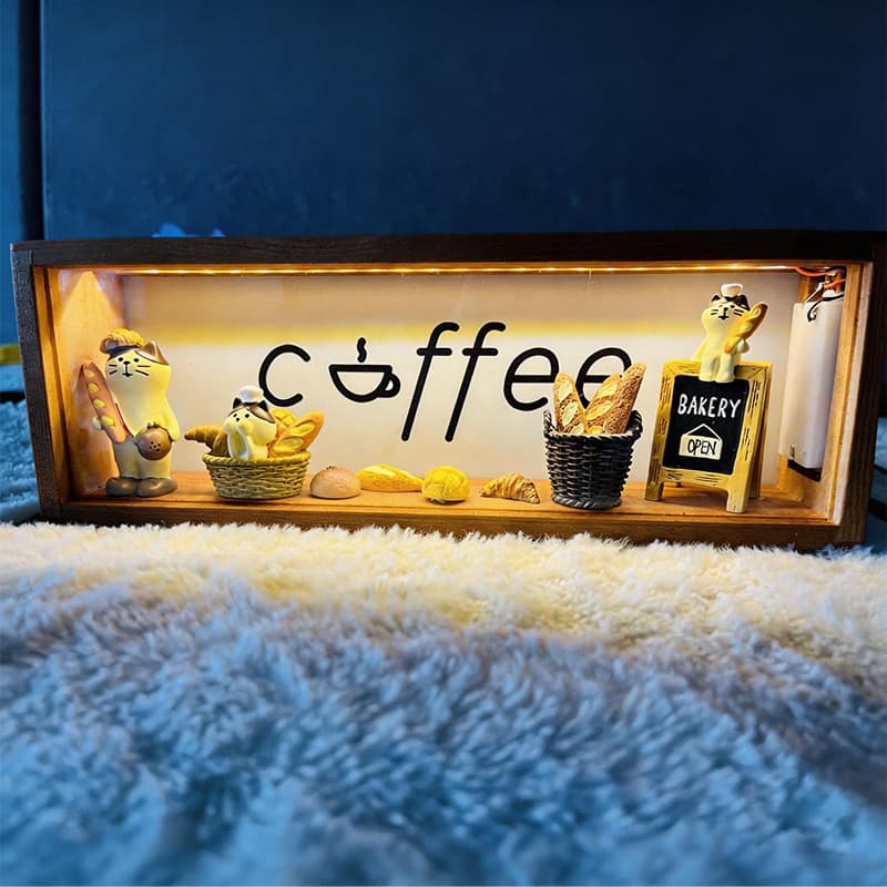โคมไฟไม้ LED แบบแบตเตอรี่ ป้ายกาแฟกรอบไฟ ใช้เป็นไฟกลางคืน ตกแต่งบ้าน ร้านกาแฟ บาร์ ครัว รูปที่ 7