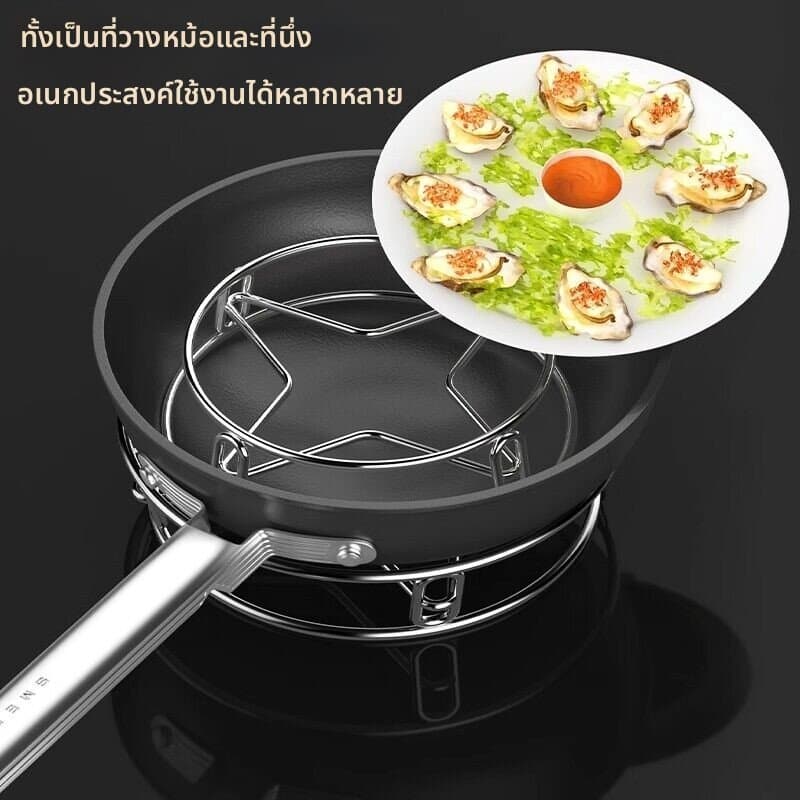 ชั้นวางหม้อสแตนเลส/ชั้นวางเก็บของในครัว/ฝาหม้อฉนวนกันความร้อนป้องกันน้ำร้อนลวก ที่รองหม้อ ชั้นวางนึ่งอาหาร รูปที่ 4