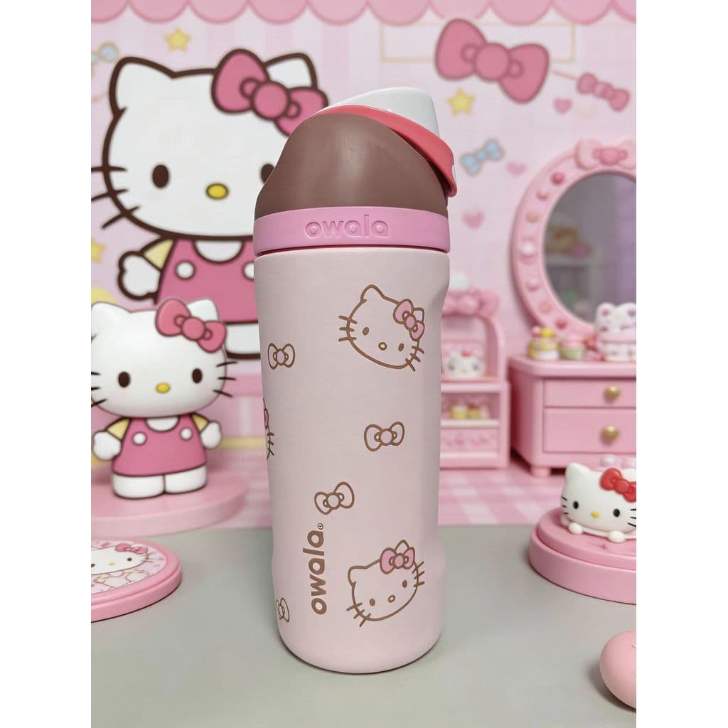 Hello Kitty x Owala FreeSip 16oz ขวดน้ําสแตนเลสรุ่น Limited Edition – แก้วน้ํากันรั่วพร้อมหลอดในตัว, ฉนวนติดผนังสองชั้นสําหรับเล่นกีฬา, โรงเรียนและการเดินทาง, ปลอดสาร BPA รูปที่ 6