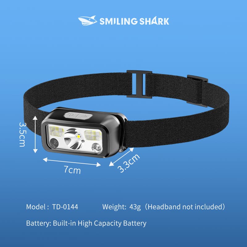 SmilingShark TD0144 ไฟคาดหัว ไฟฉายคาดหัว LED เซนเซอร์ มินิ โคมไฟหัวตกปลา ด้วย ซุปเปอร์ไบรท์ โคมไฟฟลัดไลท์แบบหลอดไฟคู่ ไฟฉายคาดหัว 6โหมด แสงสีขาว/สีแดง Type-C ชาร์จใหม่ได้สำหรับการทำงาน รูปที่ 8