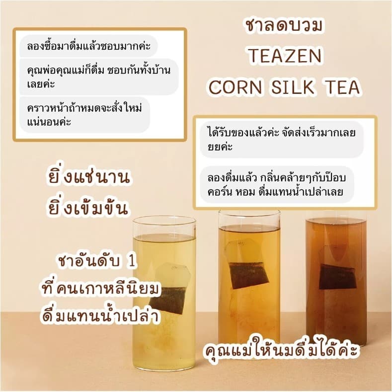Teazen Corn Silk Tea ทีเซน ชาไหมข้าวโพด ชาลดบวม ลดโซเดียม ไม่มีคาเฟอีน ไม่มีน้ำตาล รูปที่ 7