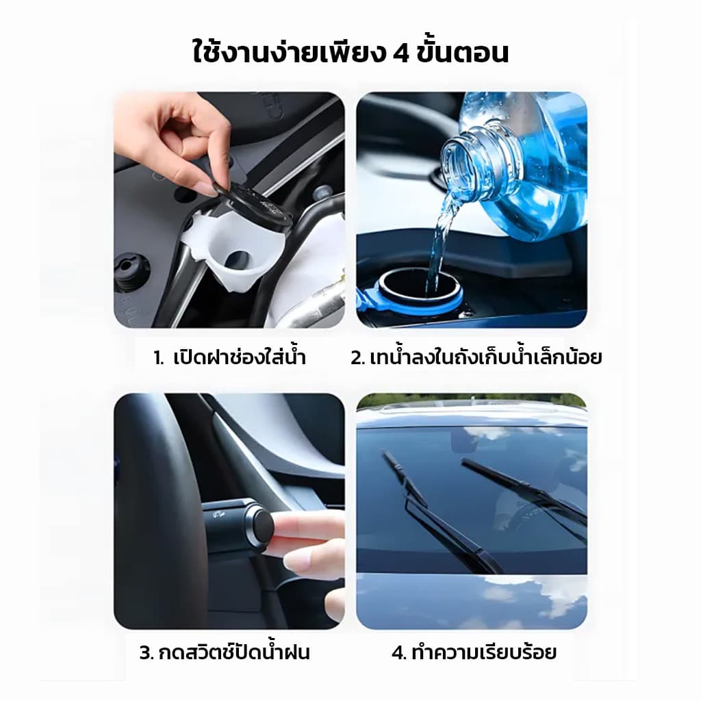 WATTS น้ำยาล้างกระจก 2L ทำความสะอาดกระจกรถยนต์ Premium Glass Cleaner ขจัดคราบสกปรก คราบแมลง มูลนก รูปที่ 4