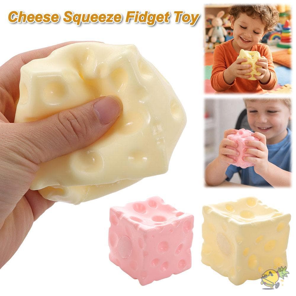 WXDX.TH ชีสบีบ Fidget ของเล่น, Anti-Stress Shapeable Jumbo Cheese Cube Stress Ball, Squishy Texture Non-Bounce ASMR Sensory Stress Toy เด็กผู้ใหญ่ รูปที่ 3