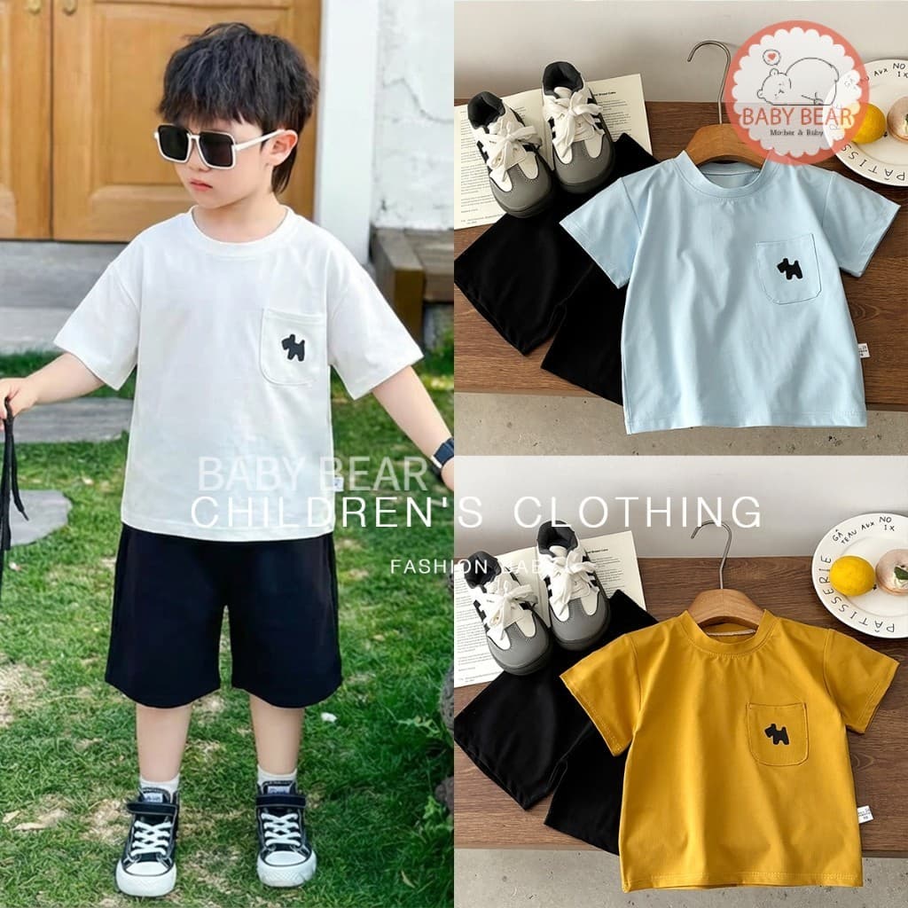 ชุดเซ็ตเด็ก ชุดเซ็ต 2 ชิ้นเด็กผู้ชาย เสื้อยืดกางเกงขาสั้น Size80-120cm รูปที่ 3