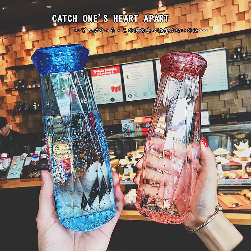 ขวดแก้วคริสตัล ขนาด 500ml. รูปเพชร ขวดน้ำลายเพชร ขวดแก้วใส กระบอกแก้วน้ำ มีให้เลือก 5สี ดีไซน์สวยงาม รูปที่ 6